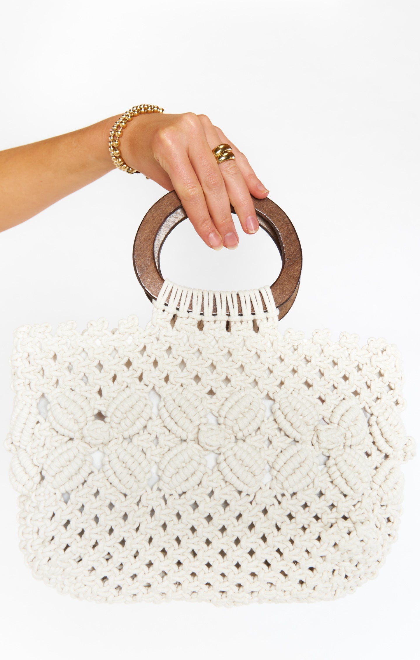 Macrame Bag ~ Floral Ivory