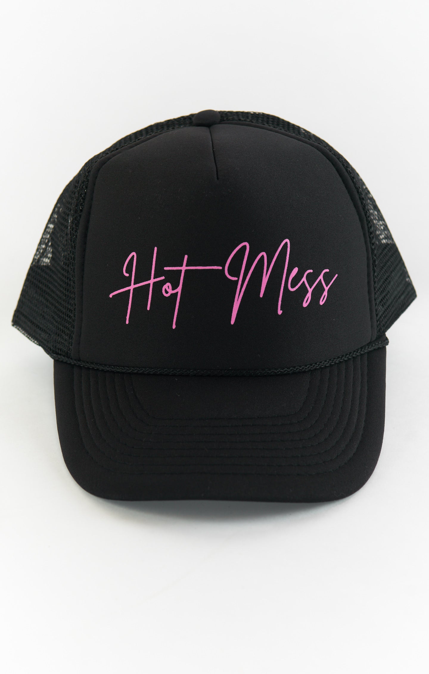 Hot Mess Trucker Hat ~ Black & Hot Pink