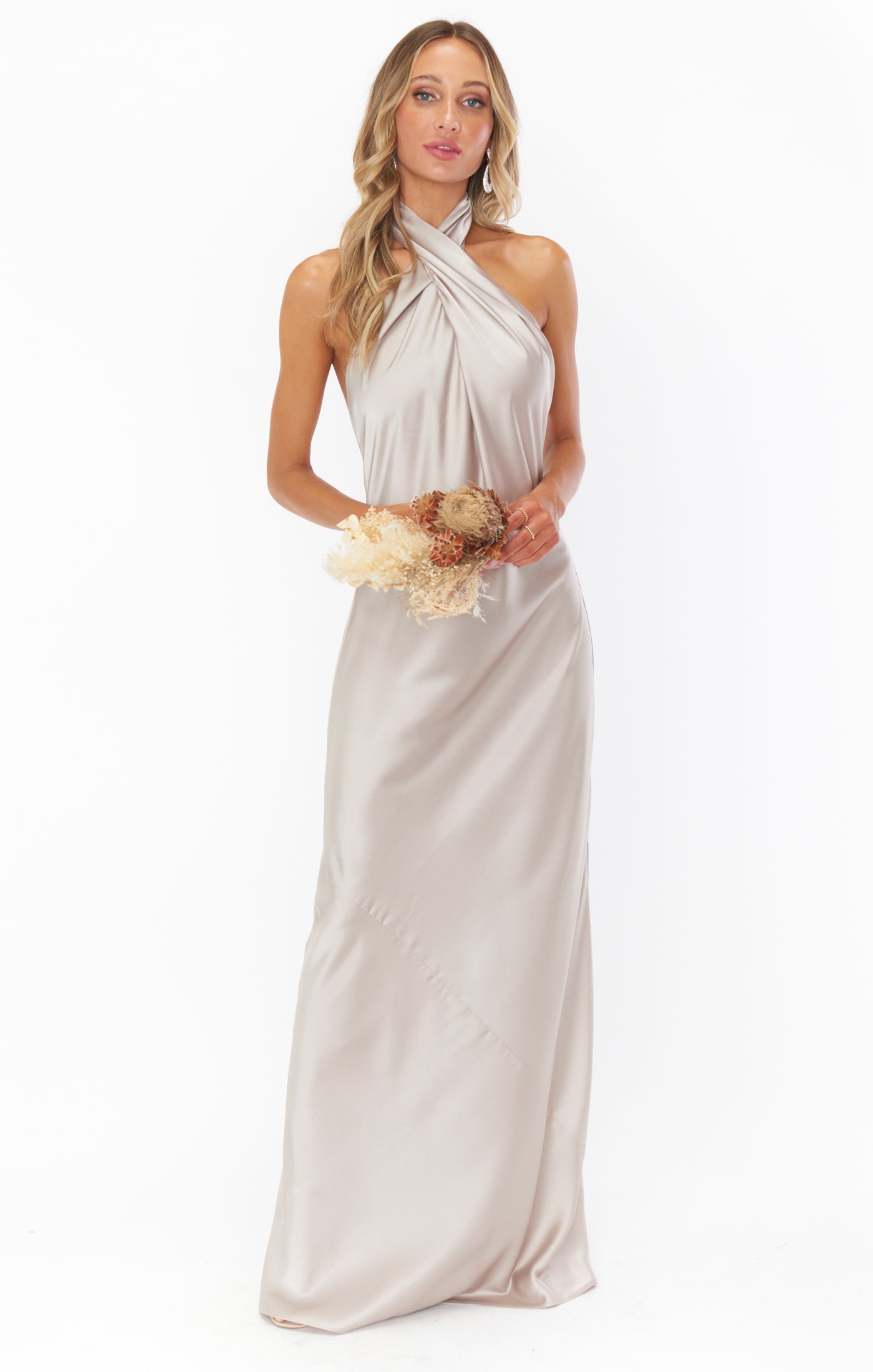 Jasmine Halter Maxi Dress ~ Show Me The Ring Luxe Satin