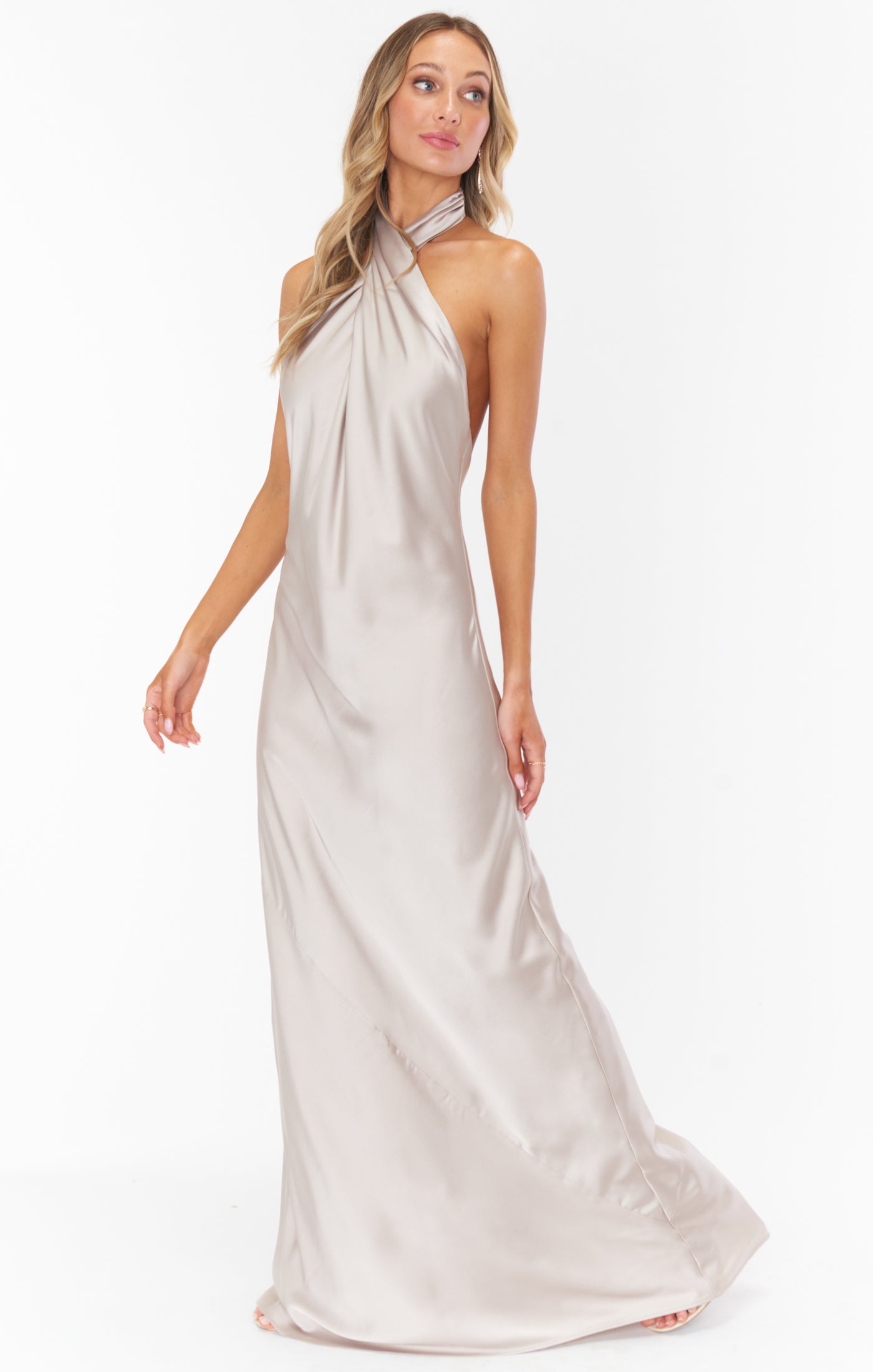 Jasmine Halter Maxi Dress ~ Show Me The Ring Luxe Satin