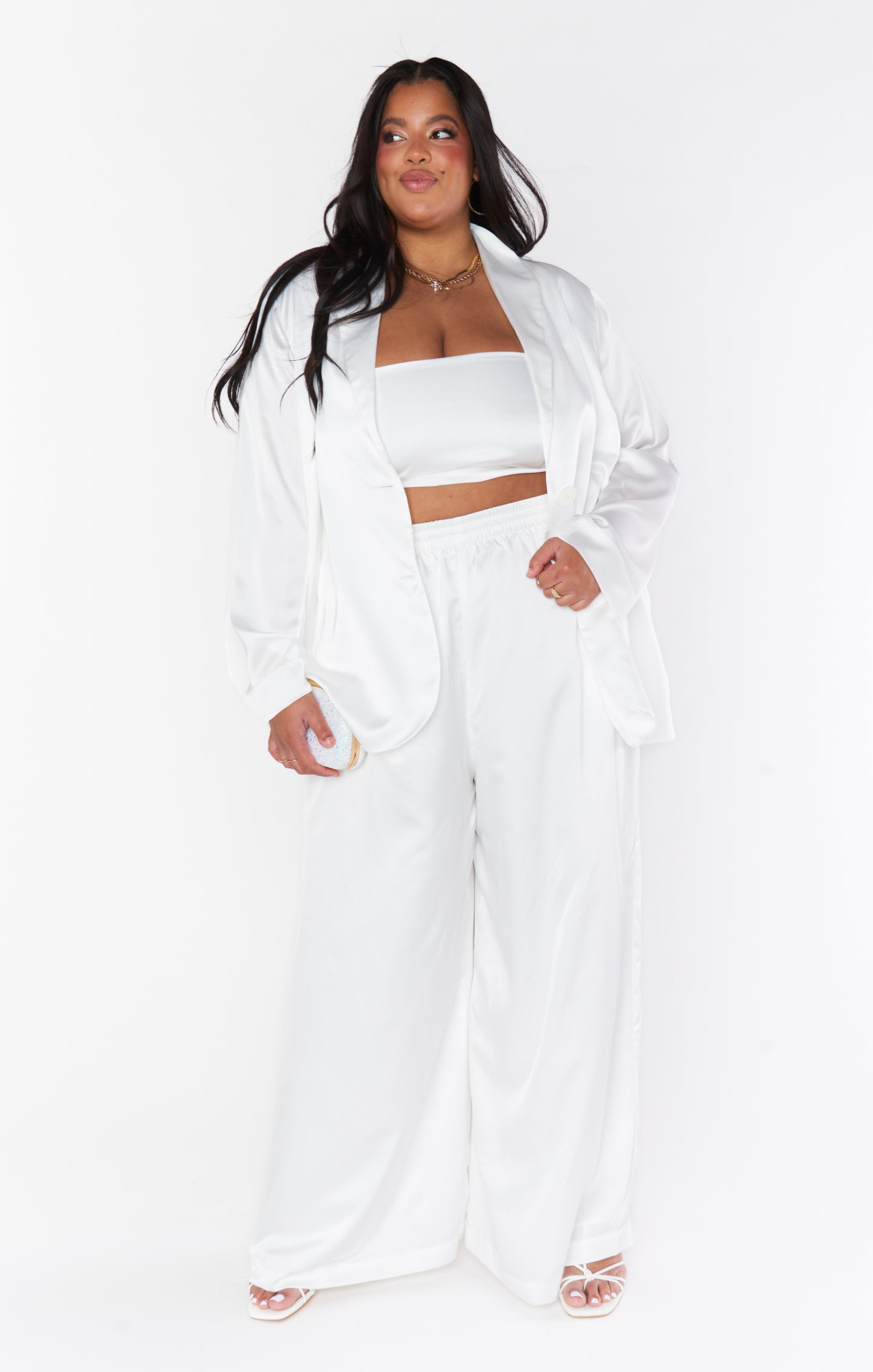 Irwin Pants ~ Ivory Luxe Satin