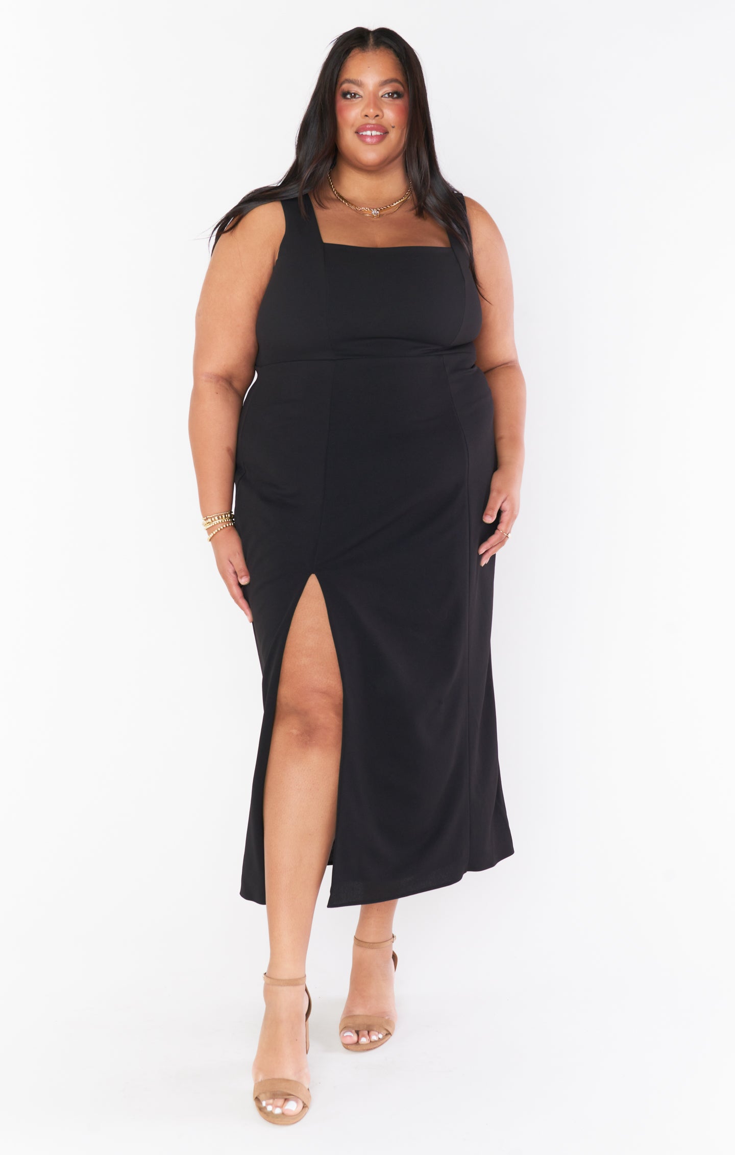 Eden Midi Dress ~ Black Stretch