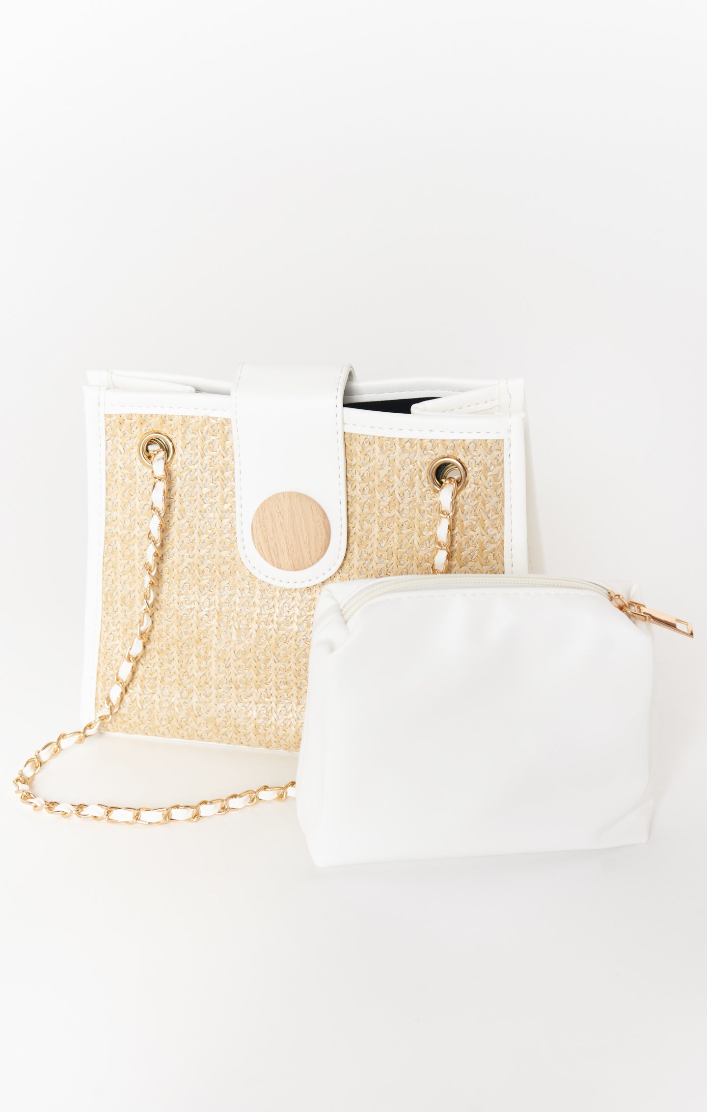 Maree Straw Bag ~ Natural/White