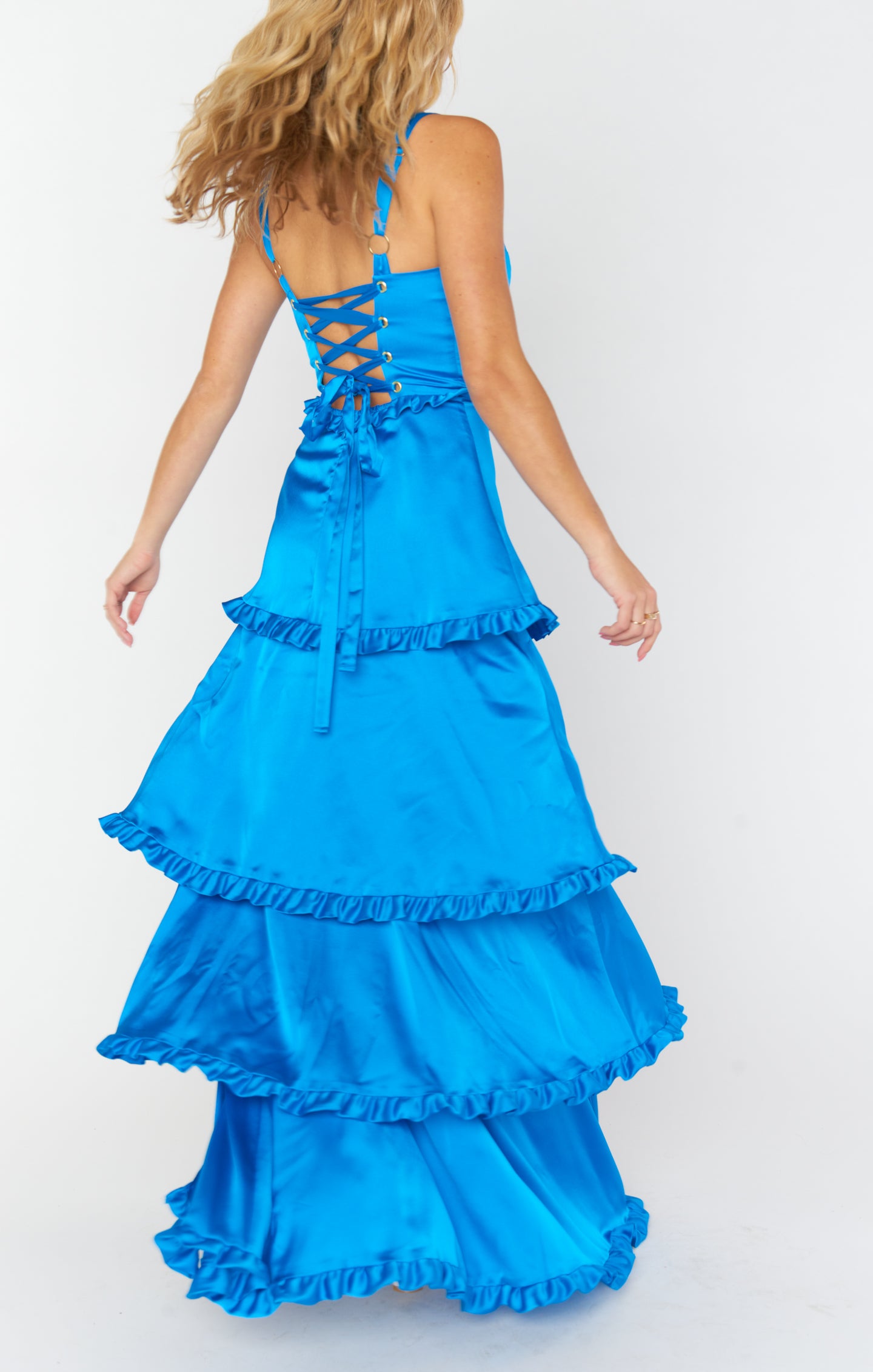 Lady Corset Dress ~ Blue Luxe Satin