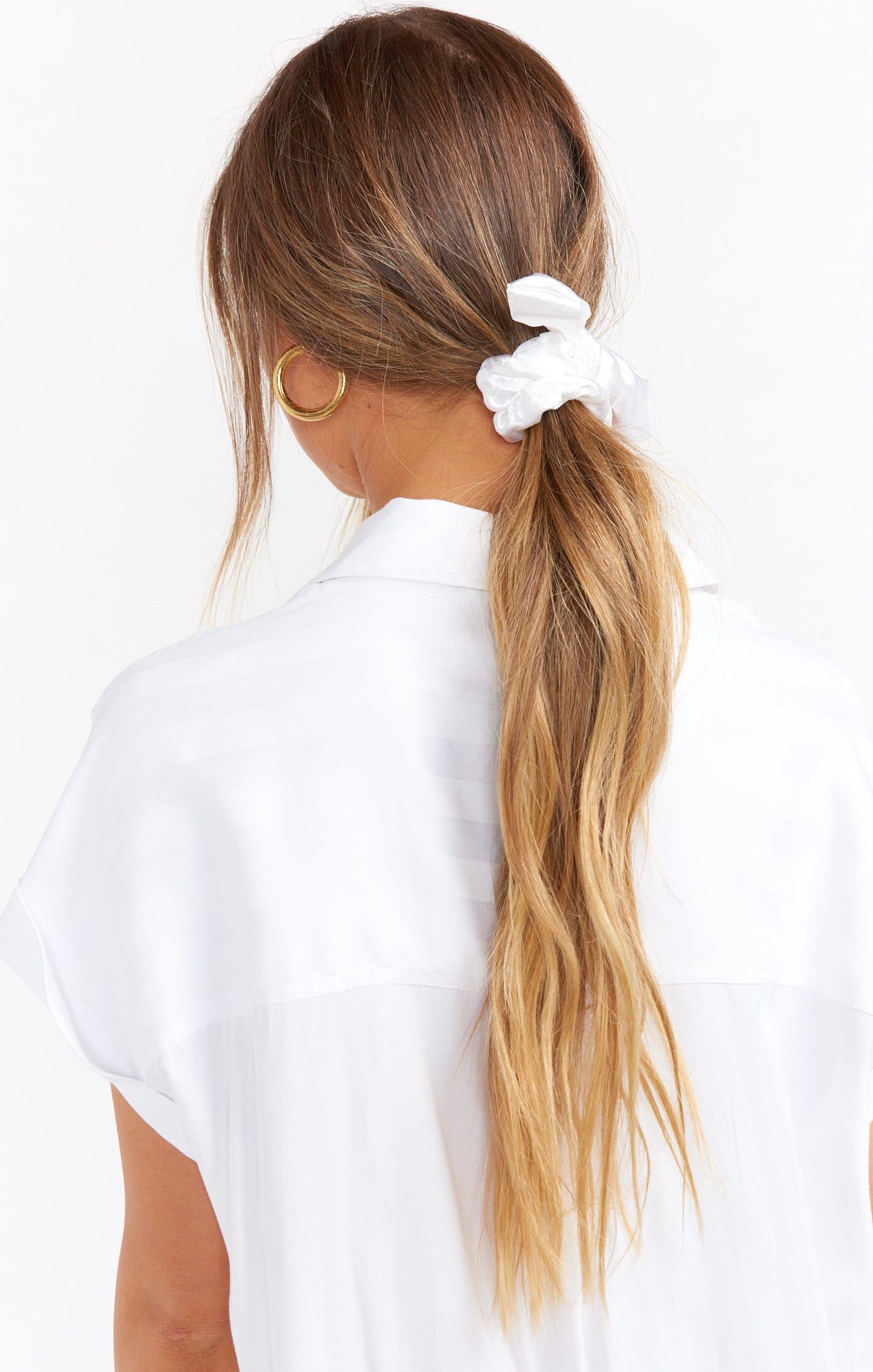 Lexie Tie Scrunchie ~ White Satin