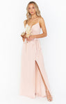 Elasticized Waistline Wrap Slit Maxi Dress With a Bow(s)