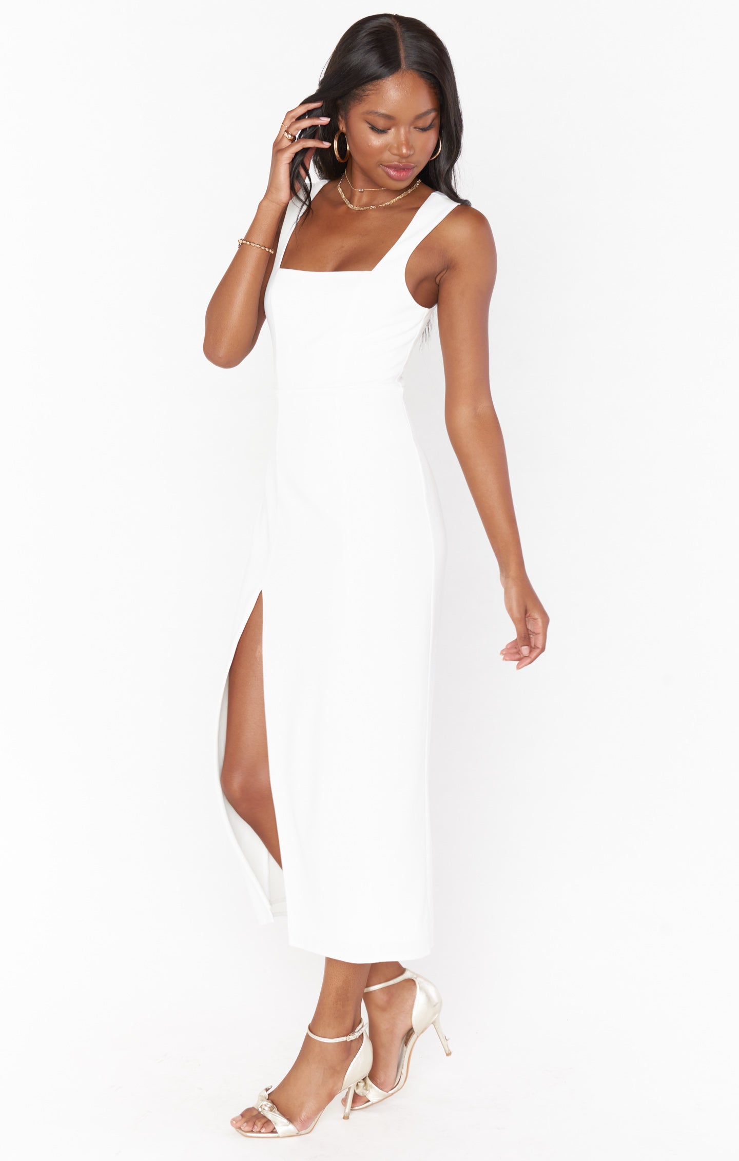 Eden Midi Dress ~ White Stretch