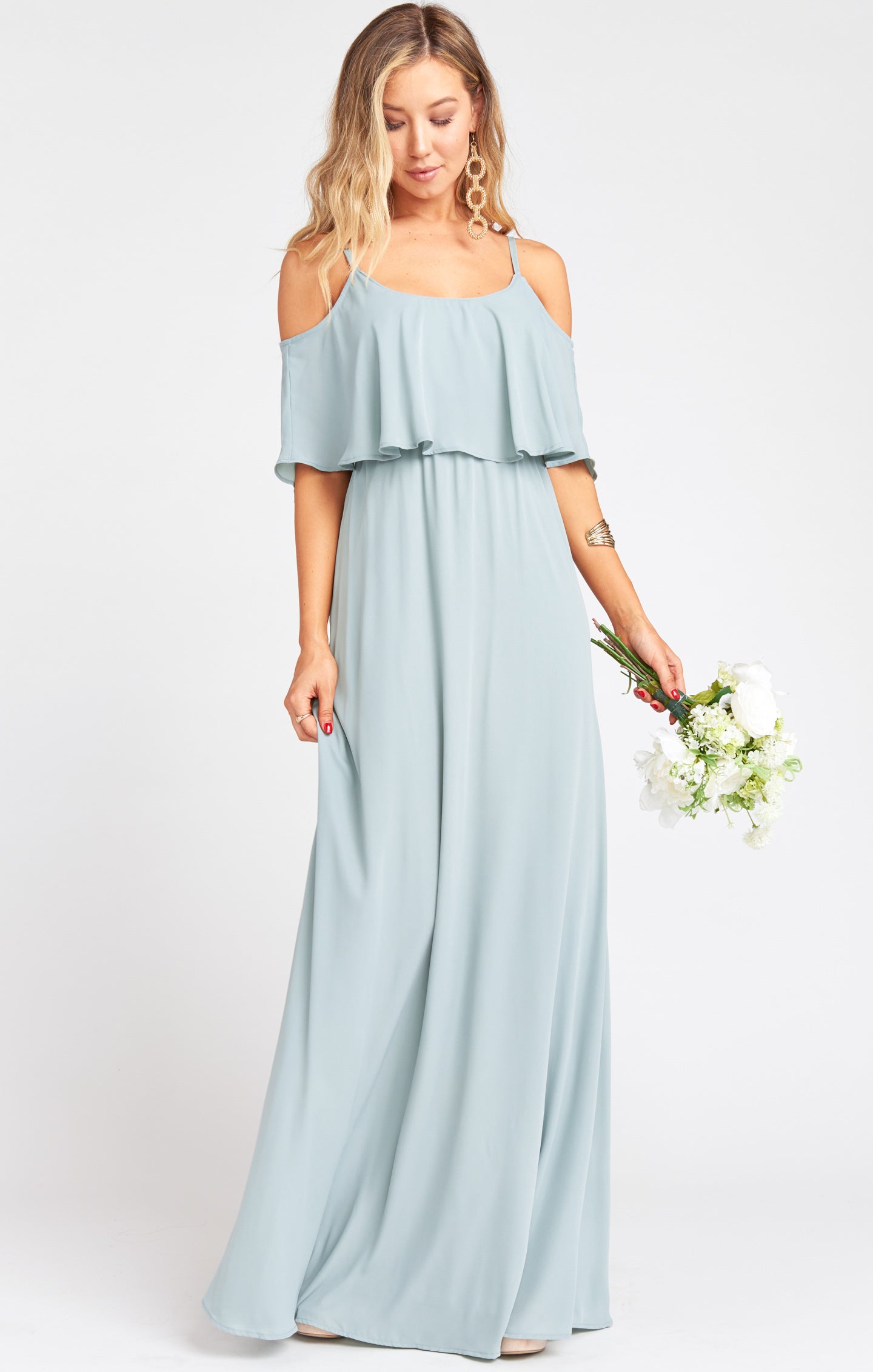 caitlin cold shoulder chiffon gown