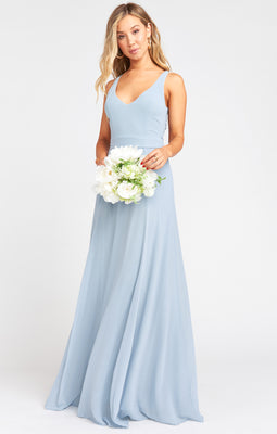 Jasmine Halter Maxi Dress ~ Steel Blue Luxe Satin