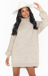 Knit Sweater Short Turtleneck Dress