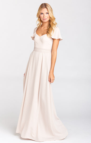 Sophisticated Flutter Sleeves Sweetheart Bridesmaid Dress/Maxi Dress