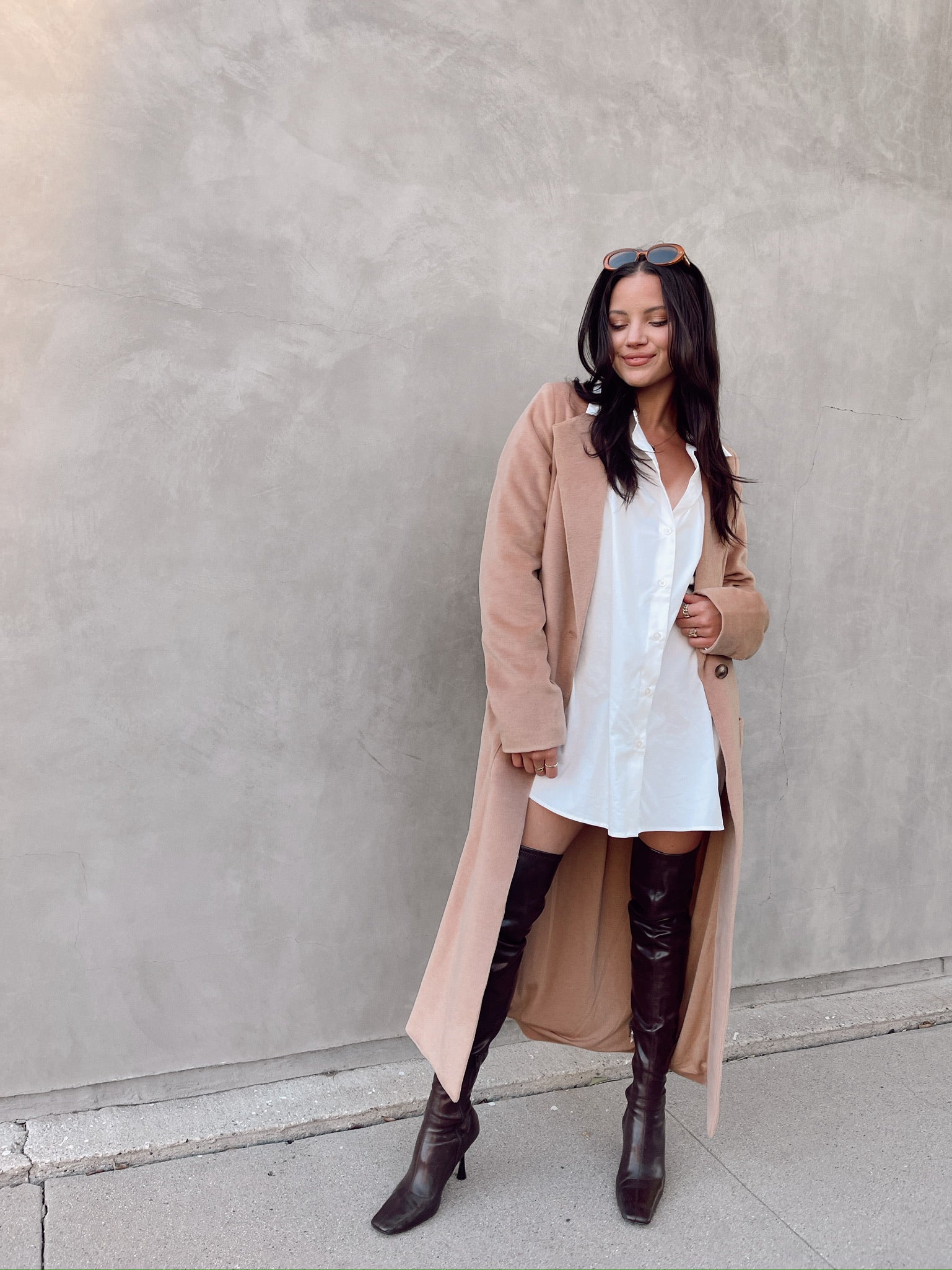 white dress with coat