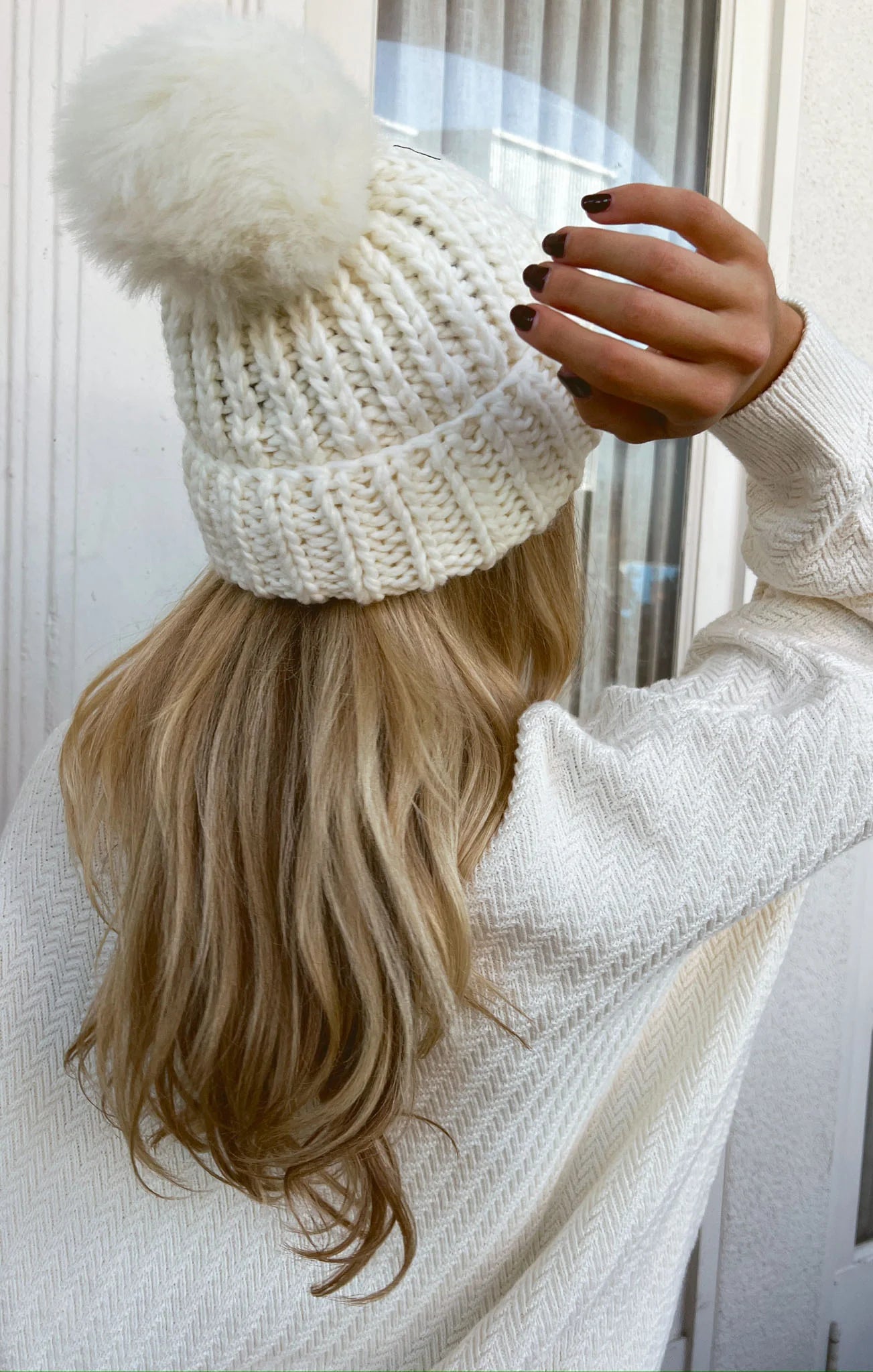 ivory knit beanie