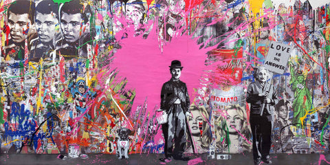 Street Art Charlie Chaplin par Mr. Brainwash - 34 X 61" (toile giclée tendue prête à accrocher)