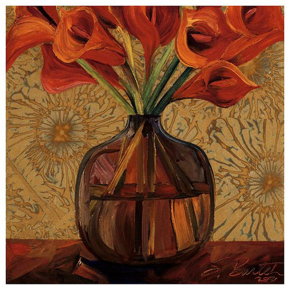 Orange Lilies by Shelly Bartek - 12 X 12 Inches (Art Print)