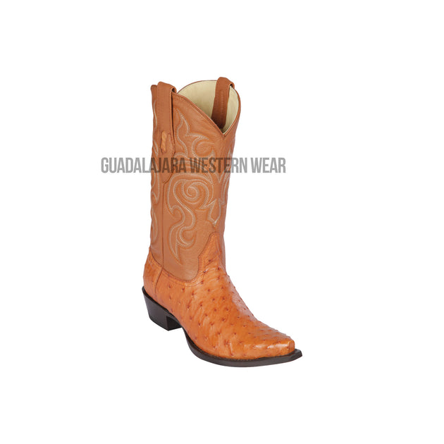 brown ostrich snip toe cowboy boots