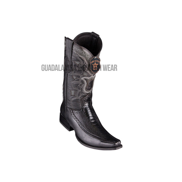 Los Altos Black Ostrich Leg & Deer European Square Toe Cowboy Boots –  Guadalajara Western Wear