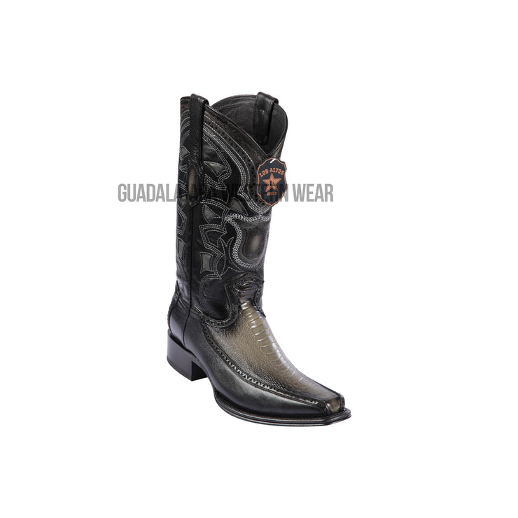 gray ostrich boots