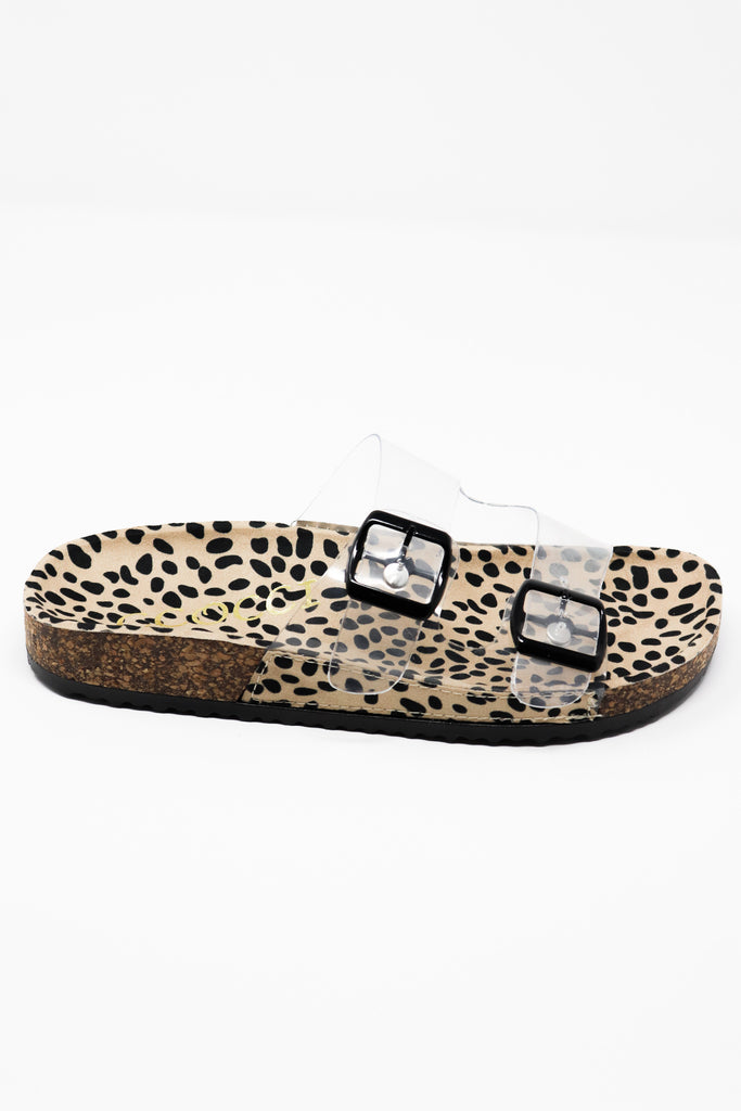 cheetah slip on sandals