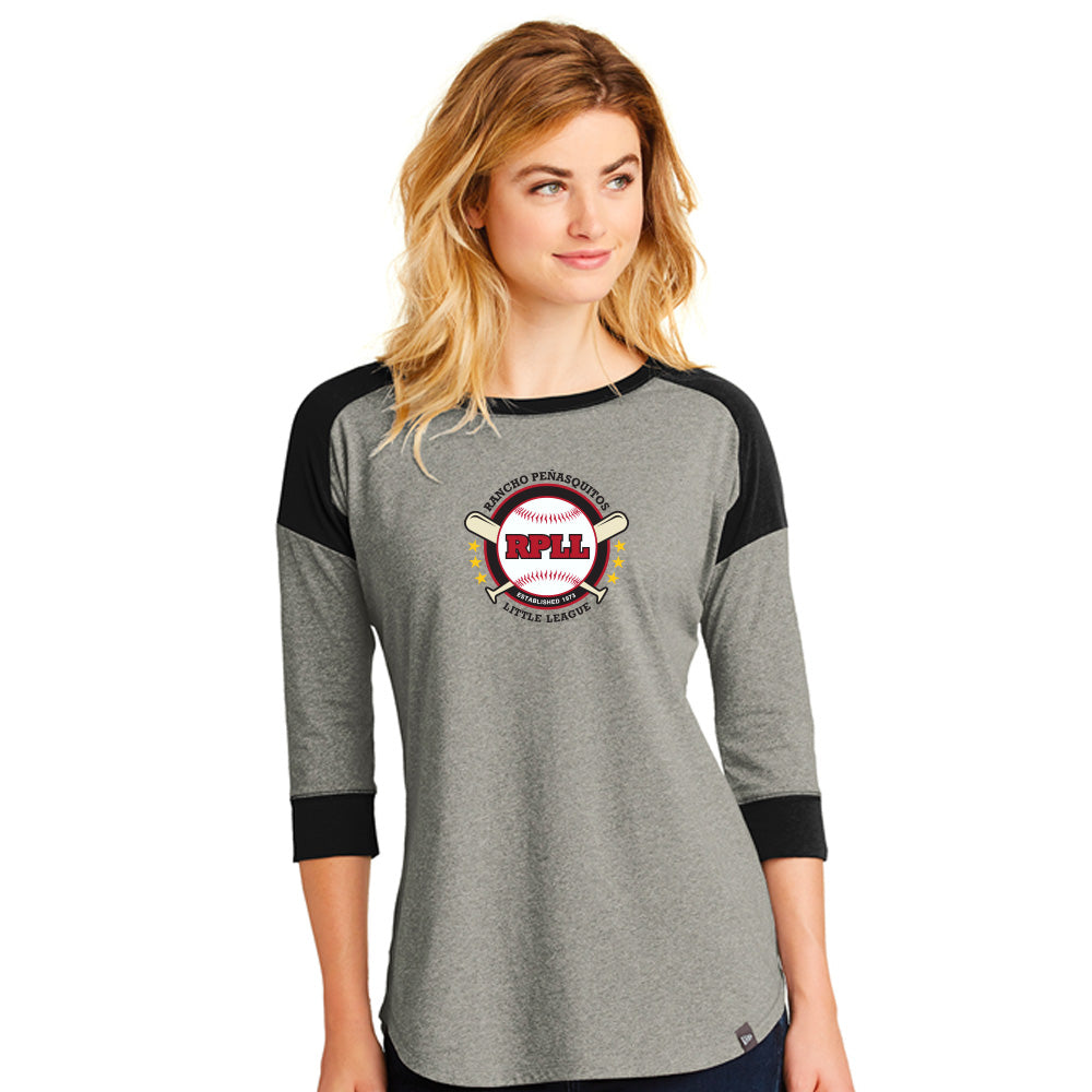 Womens Ladies 3/4 Sleeve Raglan Baseball Casual T Shirt Tee Jersey Top  Scoop 