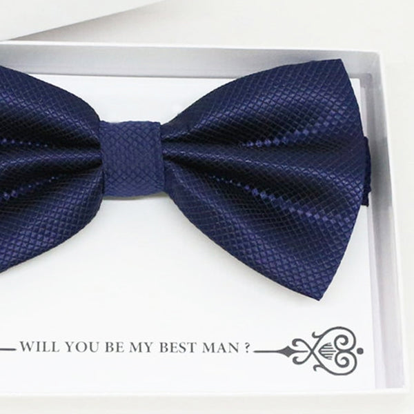 Navy bow tie Best man Groomsman Man of honor ring bearer request gift, Kids adult bow, Adjustable Pre tied High quality, Birthday Congrats