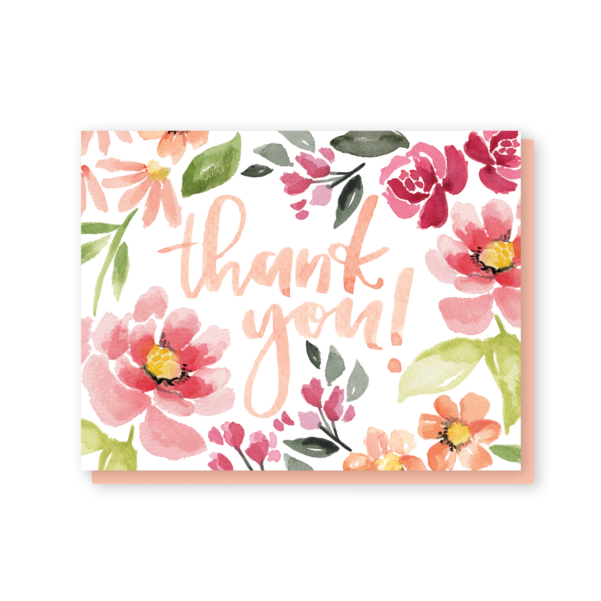 Thank you! card in Mallory's coral and peach flowers - Sommer Letter Co.