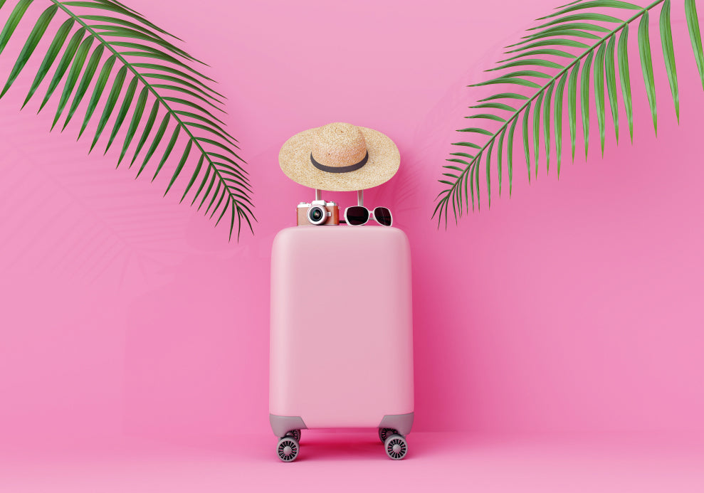Pink travel suitcase