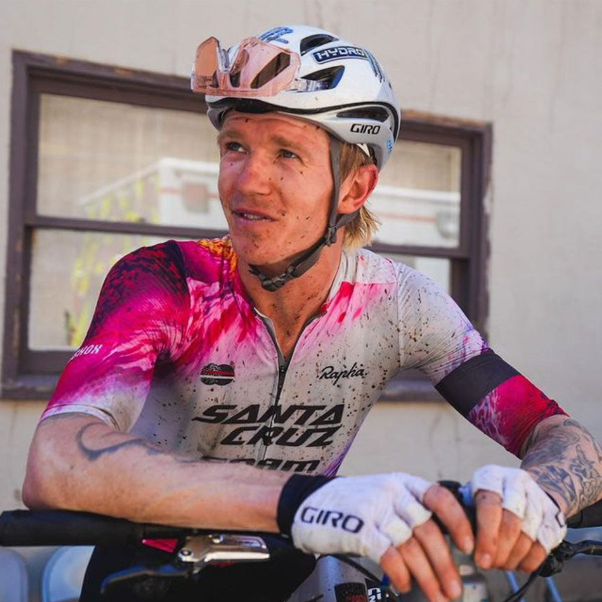 Keegan chilling after winning the Leadville 100 bike race