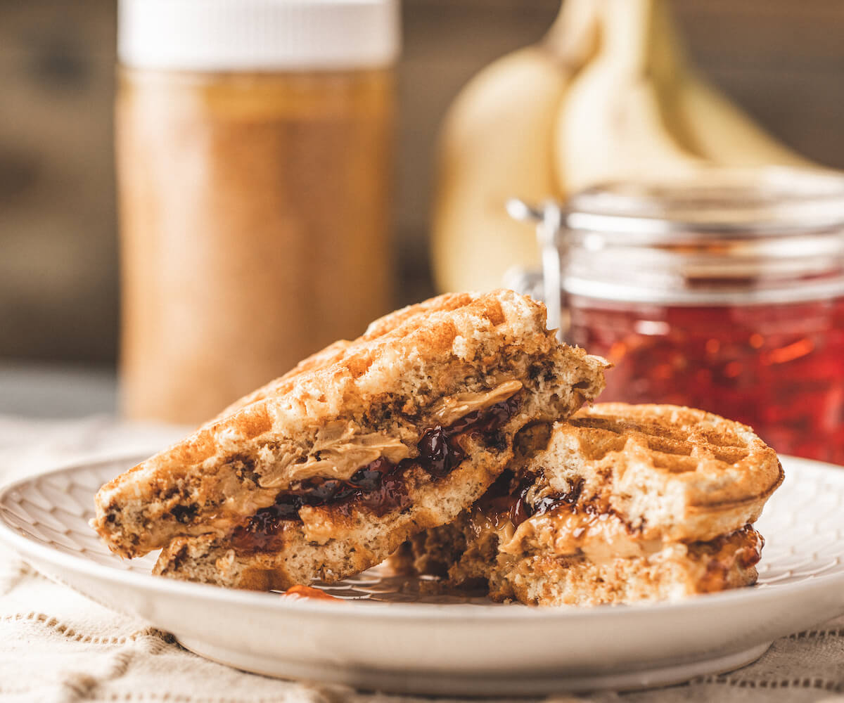 Waffle PB&J with Kodiak Cakes, Recipes