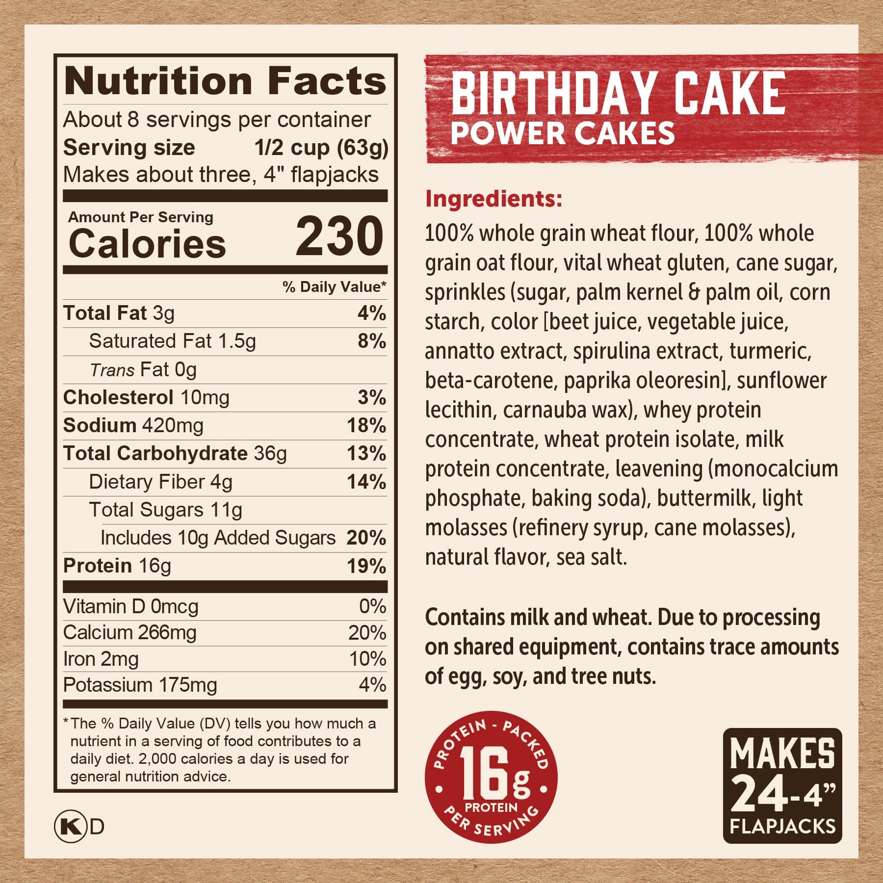 4.5oz Can Birthday Cake Nutritional Label | Hamakua Macadamia Nut Company