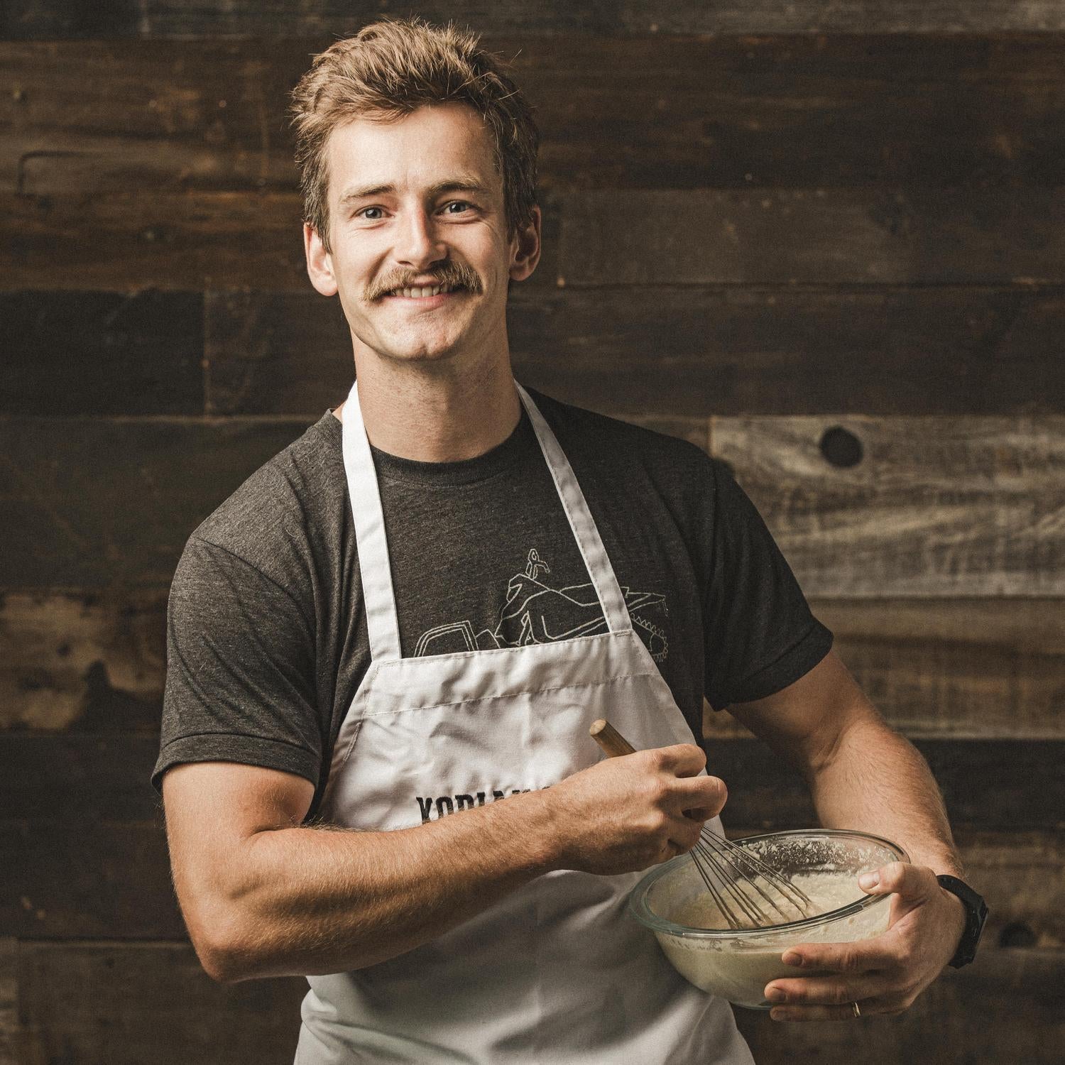 Nils whipping up some Kodiak Cakes Flapjack & Waffle Mix