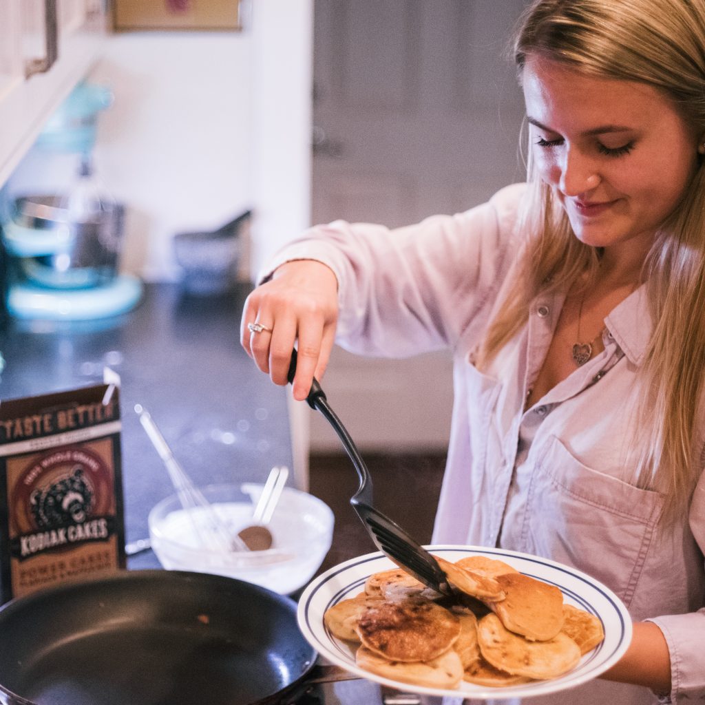 girl making flapjacks