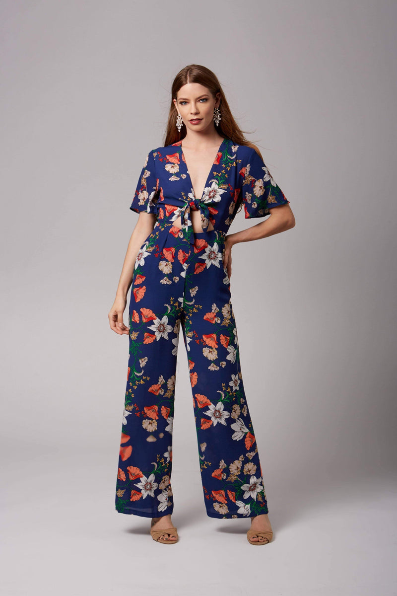 Casual Tropical Print Culotte Jumpsuit | Trendy Rompers