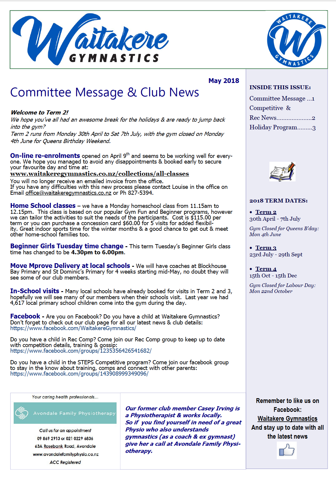 Club Newsletter - May 2018