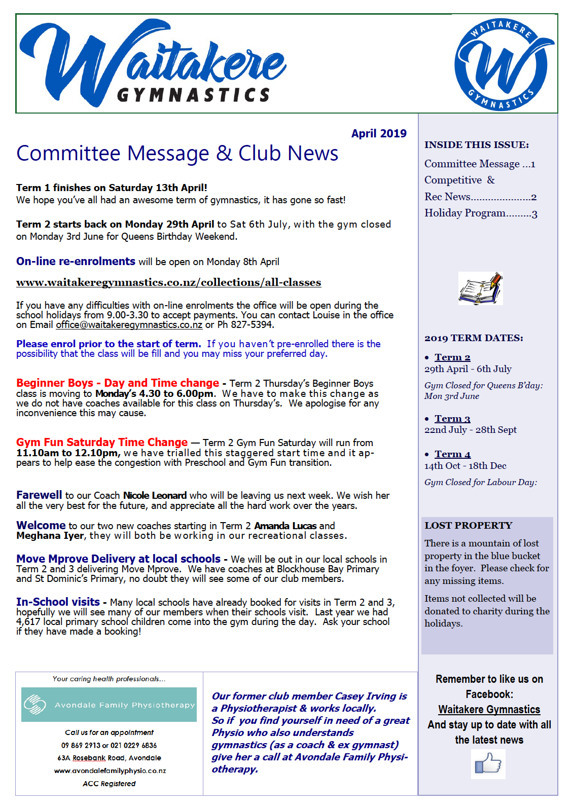 April 2019 Club Newsletter