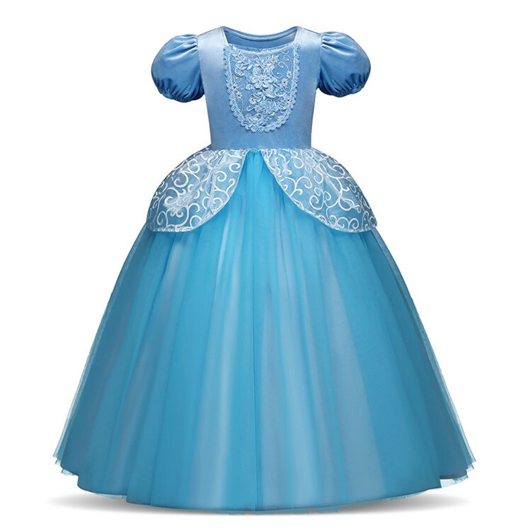 Elsa long Ball Gowns Children Role-play Costume Princess Cinderella Gi ...
