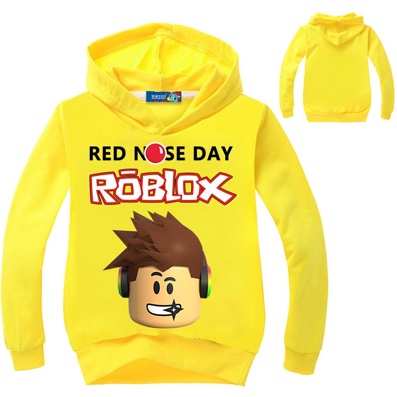 Kids Roblox Red Nose Day Pullover Hooded Sweatshirt Boys Girls Autumn Firstlook - boys t shirt yellow roblox