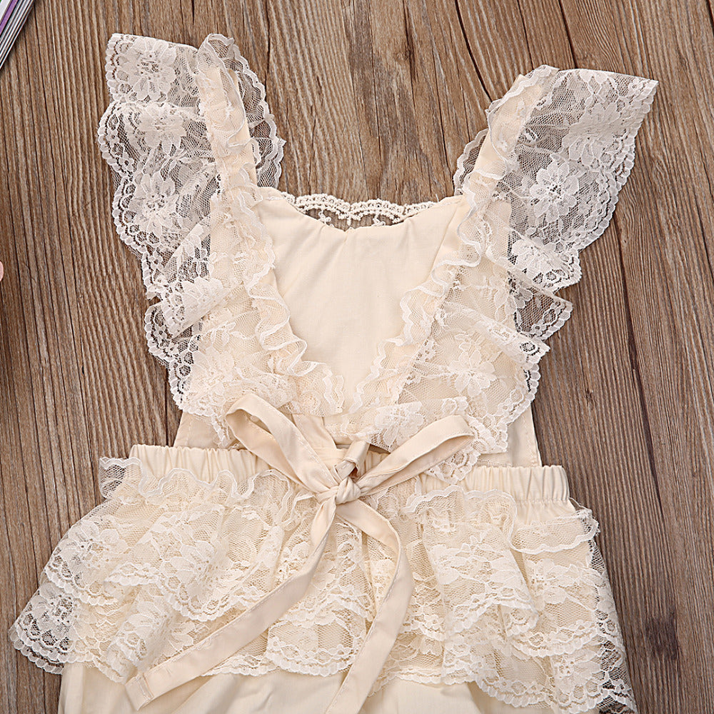 New baby romper Girl's princess white lace Romper baby clothes Newborn ...