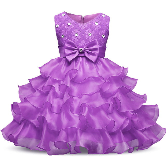 Girl Dress Floral Baby Girls Dress 6 Colors Wedding Party Baby Clothes ...