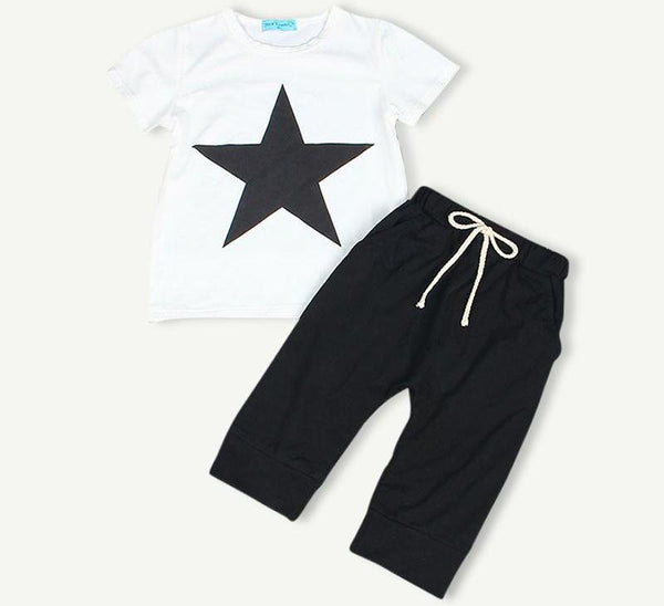 Baby Clothing Sets Baby Girls Boys Clothes Black Letter T-shirt+Imitat ...