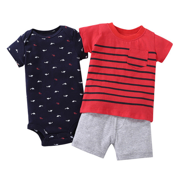 Infant Boys Sharks 3 Piece Shorts Set