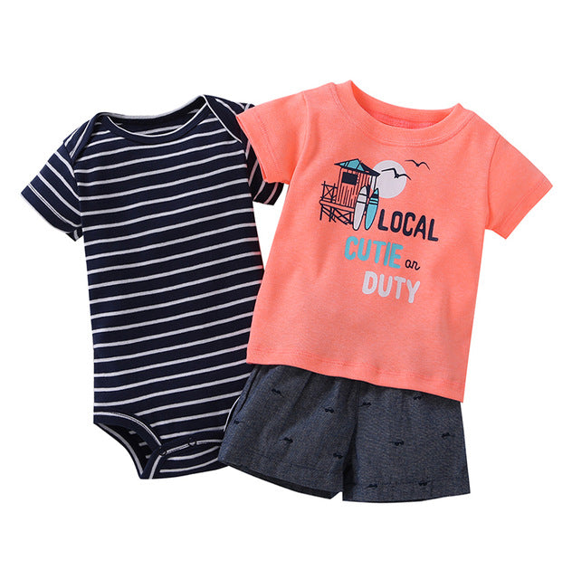 Infant Boys Cutie on Duty 3 Piece Shorts Set