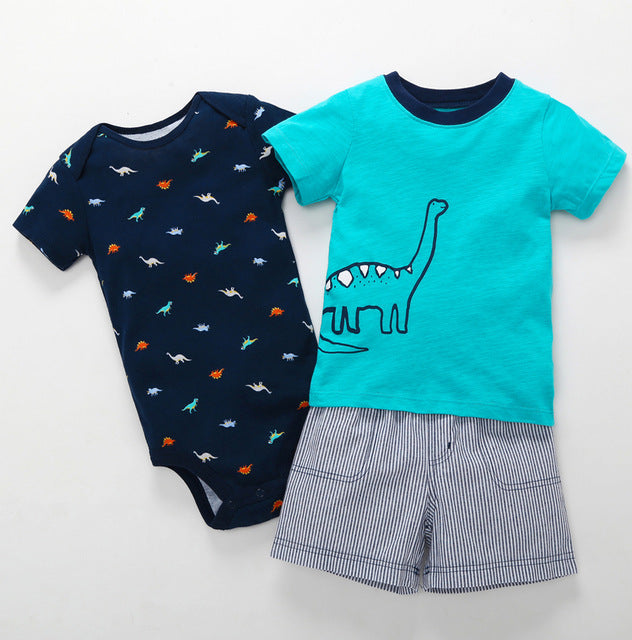 Infant Boys Dinosaur 3 Piece Shorts Set