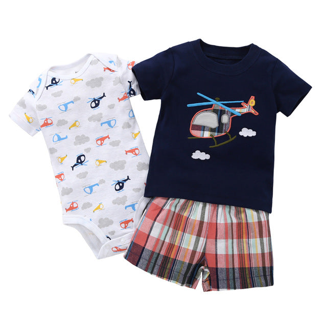 Infant Boys Helicopter 3 Piece Shorts Set