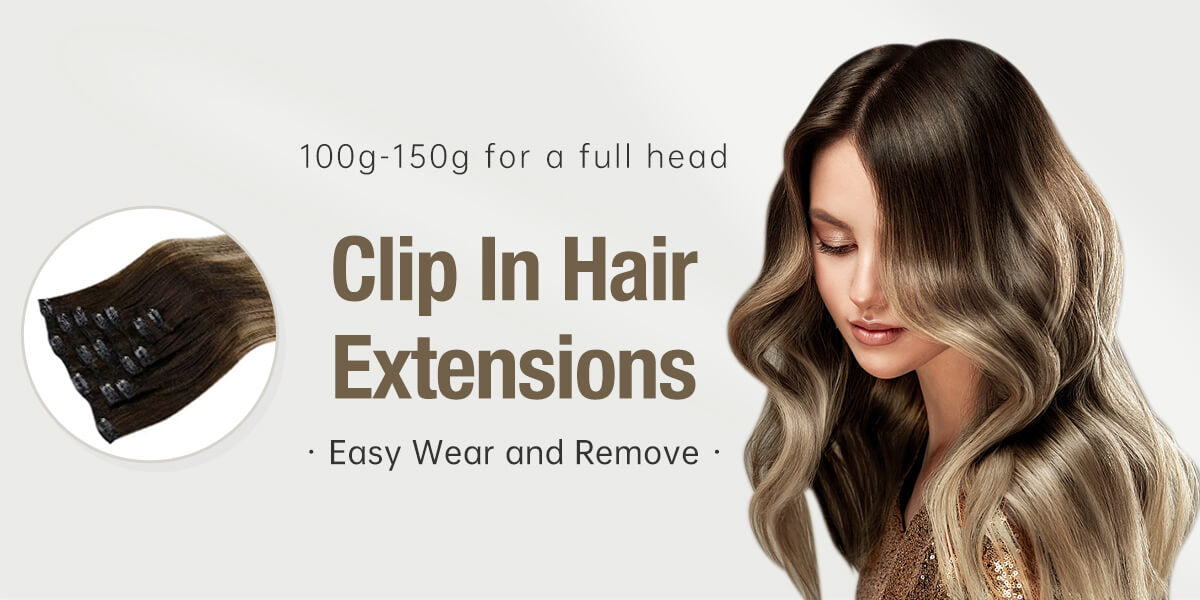 LaaVoo® Hair Clip-In Hair Extensions - 100% High Quality Remy Human Hair
