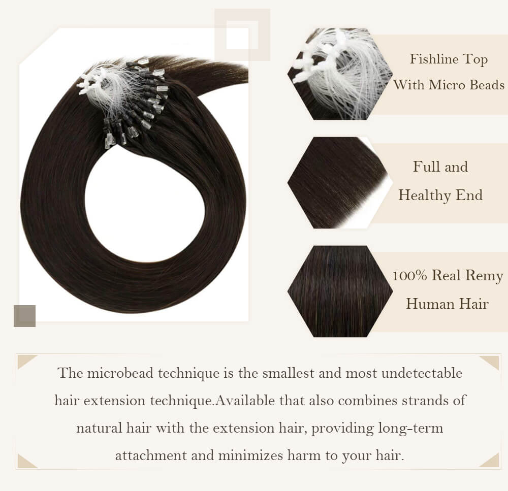 extensions de cheveux micro boucle de cheveux bruns les plus foncés remy extensions de cheveux de fusion froide de cheveux humains