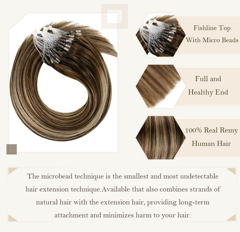 extensions de cheveux micro boucle cheveux humains pré-collés fishline extensions de cheveux cheveux