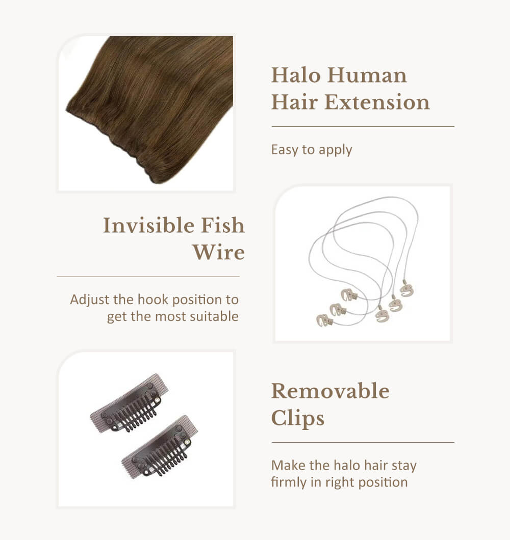 Halo-Haarverlängerungen aus echtem Menschenhaar von hoher Qualität