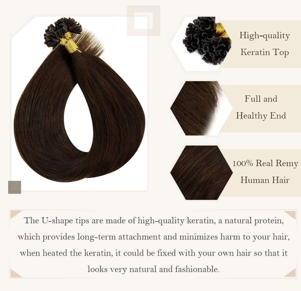 Virgin quality human hair extensions nail shape keratin hair hot fusion extensions ready to install