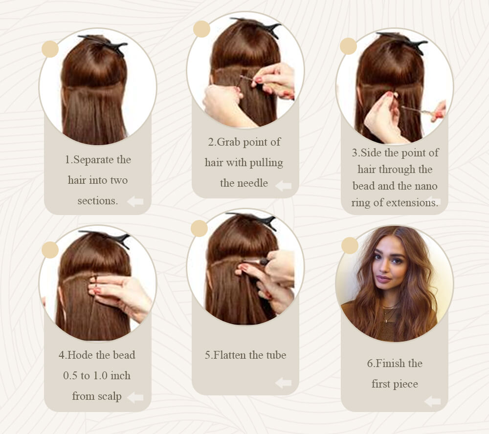 how to apply nano ring human hair extensions steps to install hair